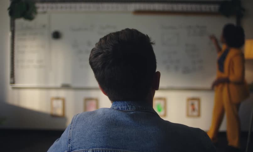 Classroom with a teacher interacting with just one student