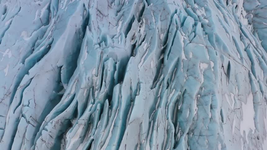 The landscape is covered with ice