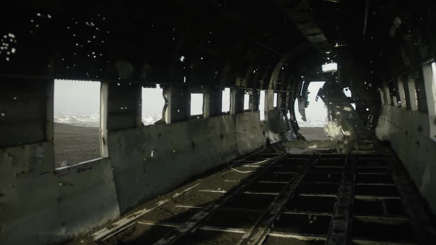 The inside of the plane is destroyed