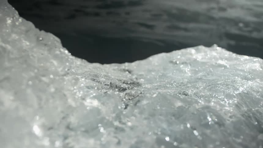 The sun is reflecting on the ice