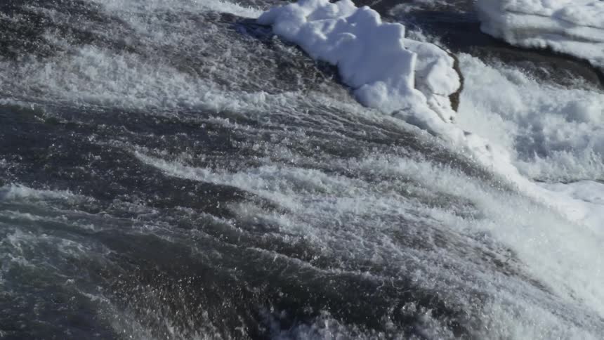 A large river flows over multiple big rapids