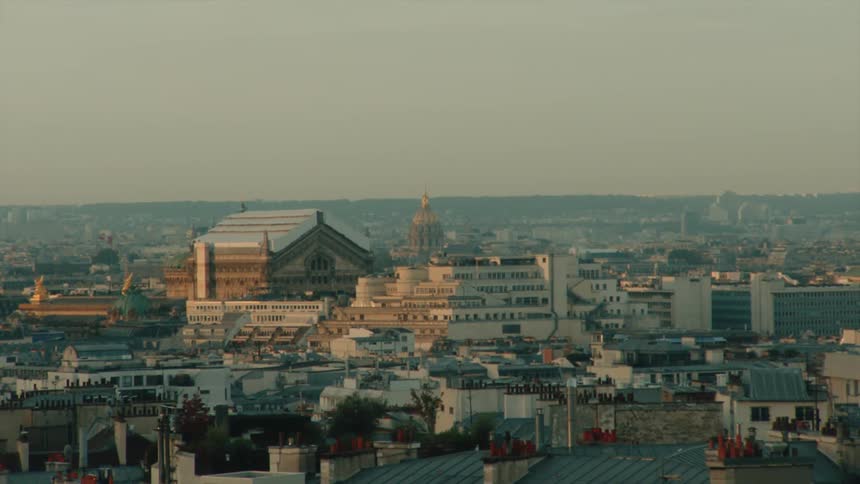 Paris skyline from sacre coeur montmartre at dusk