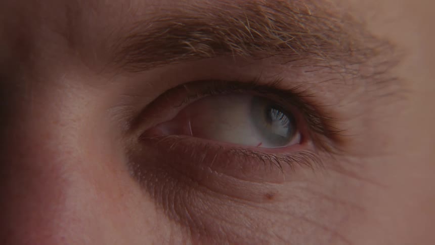 Extreme close up of a mans eye moving