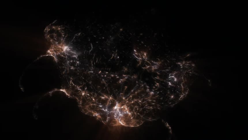 Close up of abstract energy rays forming a neural network abstract life form