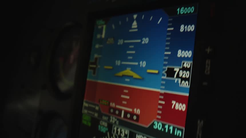 Shaky screen with altitude measurement of a moving plane