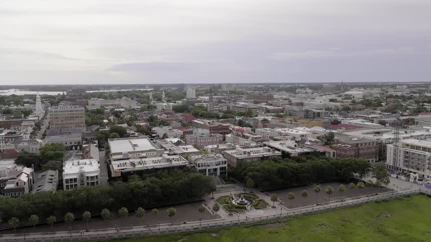 Heavy clouds are over the city