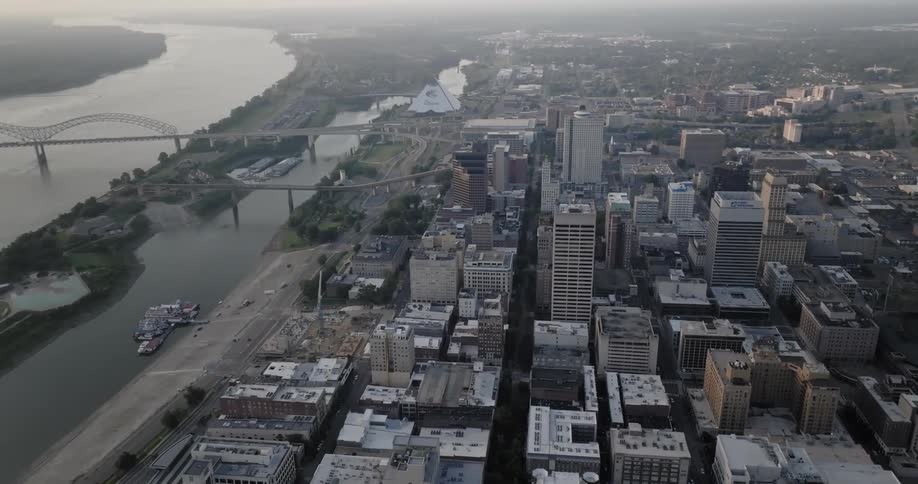 Aerial view of the city of memphis in alabama at morning