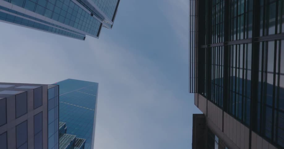 Upward view of tall modern buildings