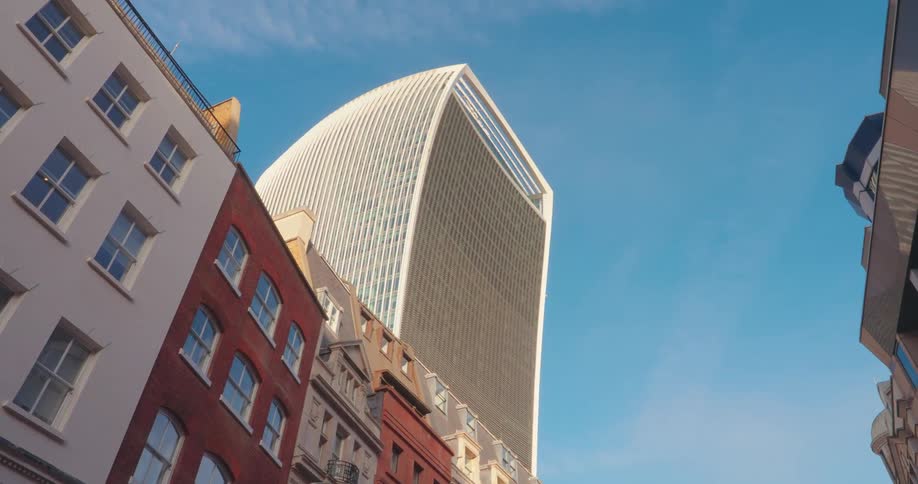 Low angle view of modern buildings in london england