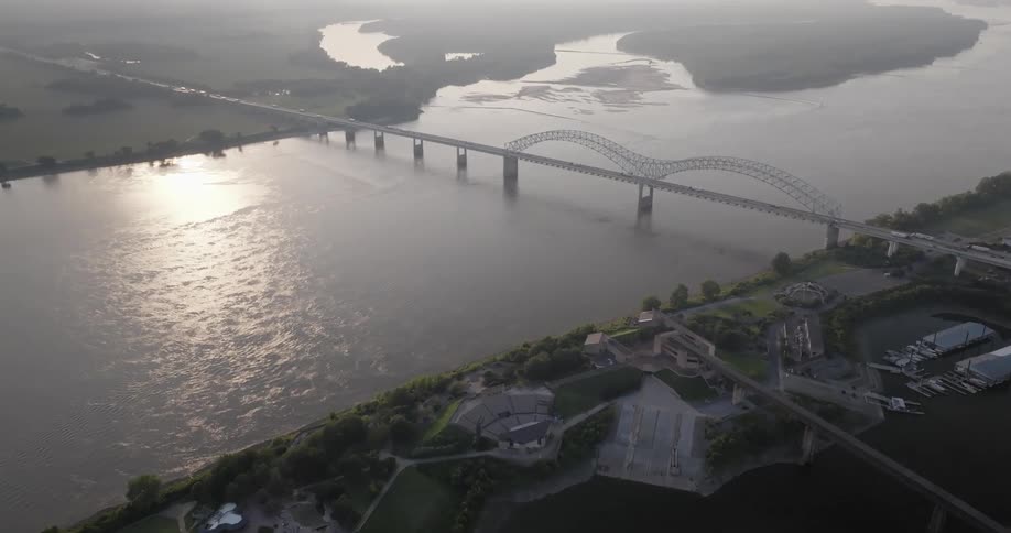Aerial view of the hernando de soto bridge over the mississippi river in alabama