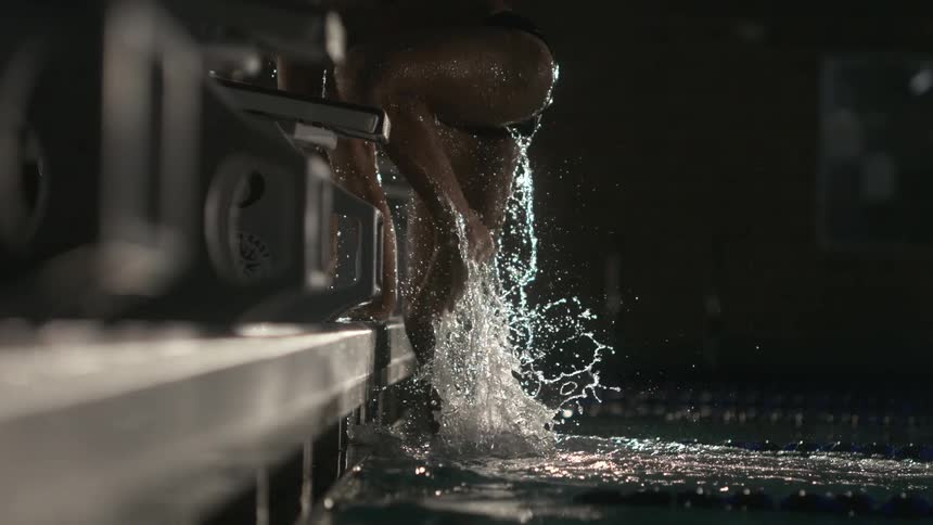 Man coming out of the pool