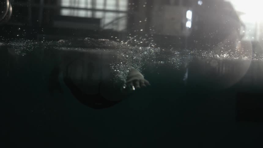 Person swimming in a pool lane