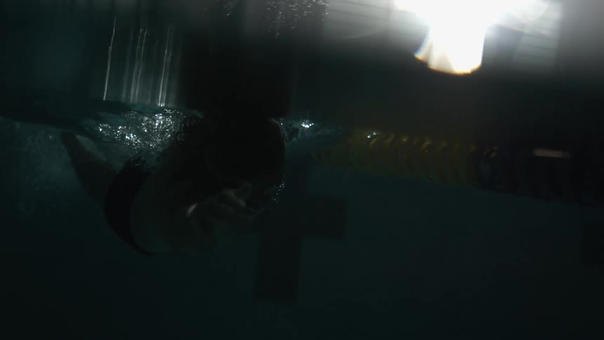 Person swimming in a pool lane