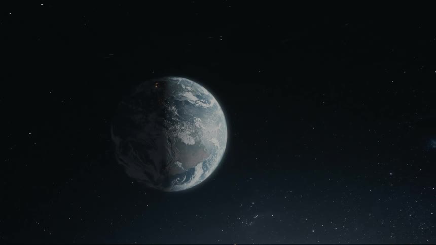 The planet is spinning in the sky