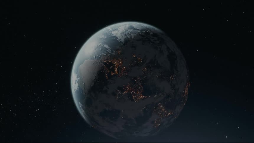 Panorama of planet earth at night seen from space