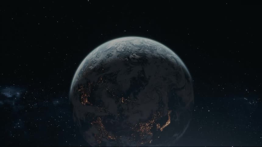 Panorama of planet earth in a vast dark space