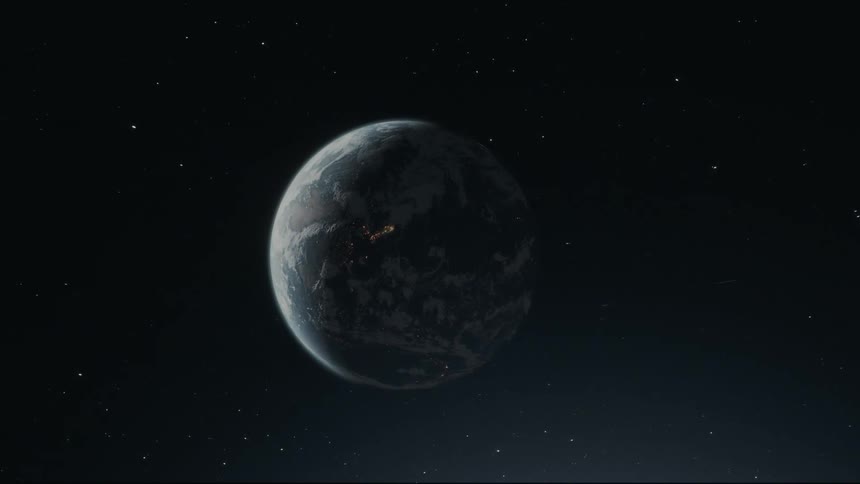 Planet earth seen from dark space with stars