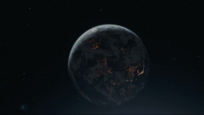 Panorama of space with planet earth in orbit