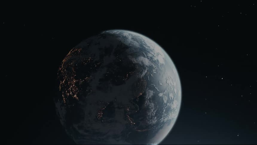 View of planet earth from space with stars in the background