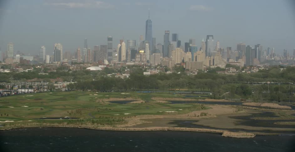 A city skyline on a sunny day