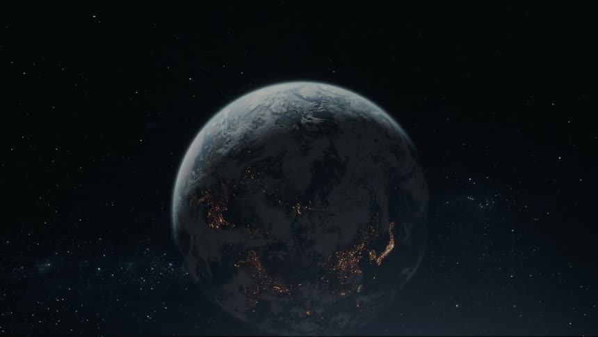 Panorama of planet earth with a starry space