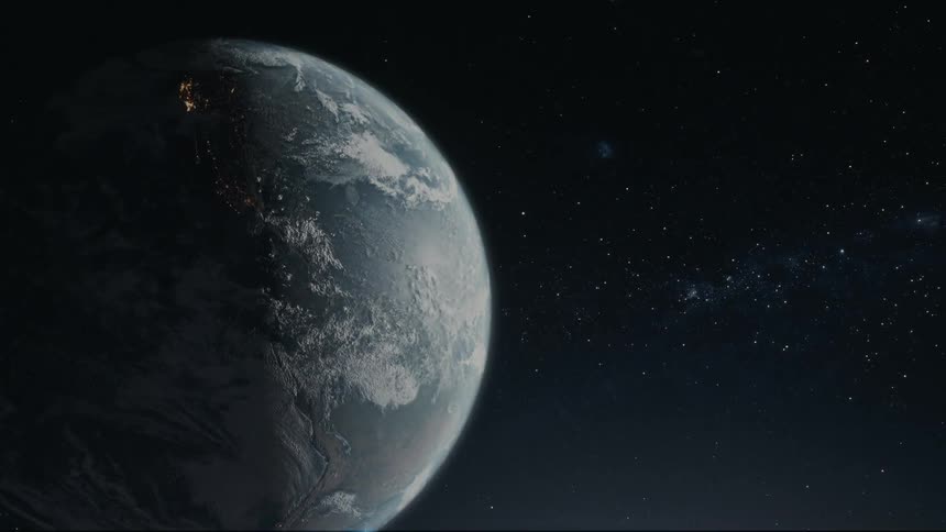 View of planet earth from space at night