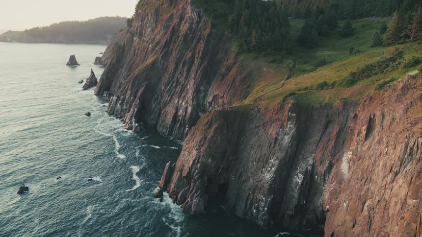 Aerial panorama of a steep crust by the sea