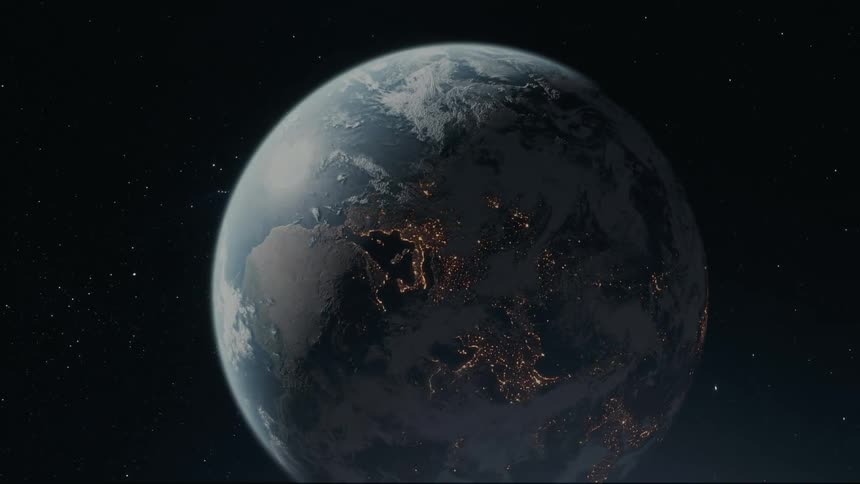 View from space of planet earth at night