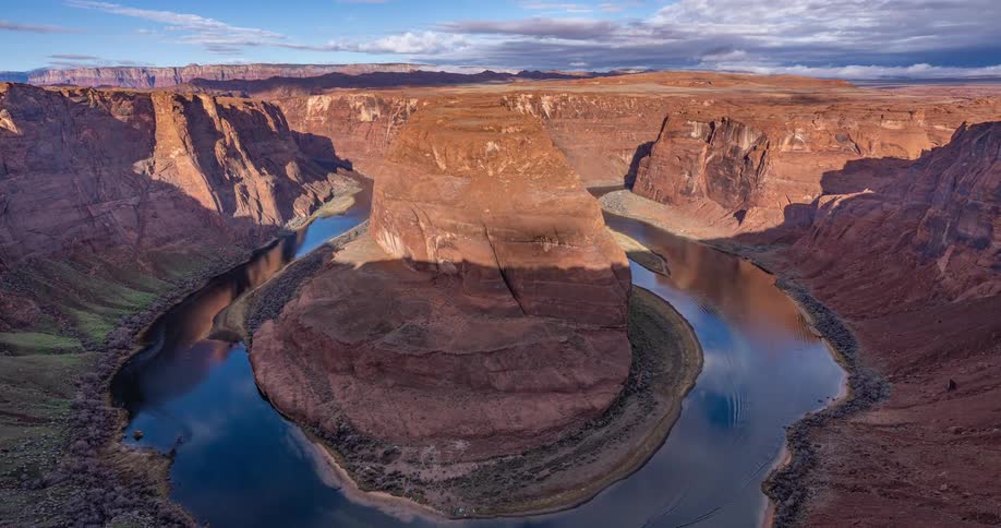 A time lapse view of the horseshoe bend a horse shoe shaped meander in the colorado river