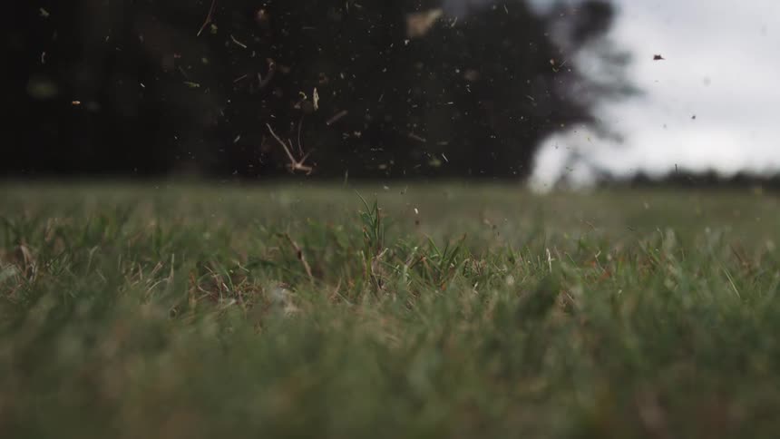 Club hits a golf ball onto the grass