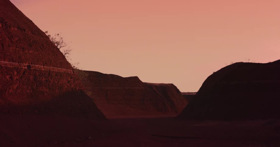 Shadow covers the canyon at sunrise