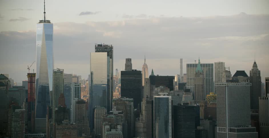 Skyscrapers in a city in the morning