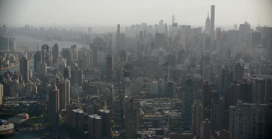 City skyscrapers stand in the distance