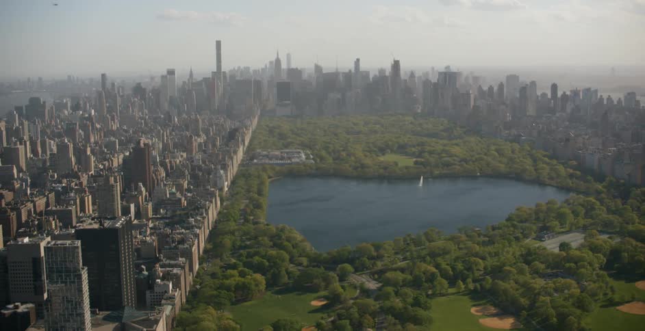 A city skyline on a sunny day