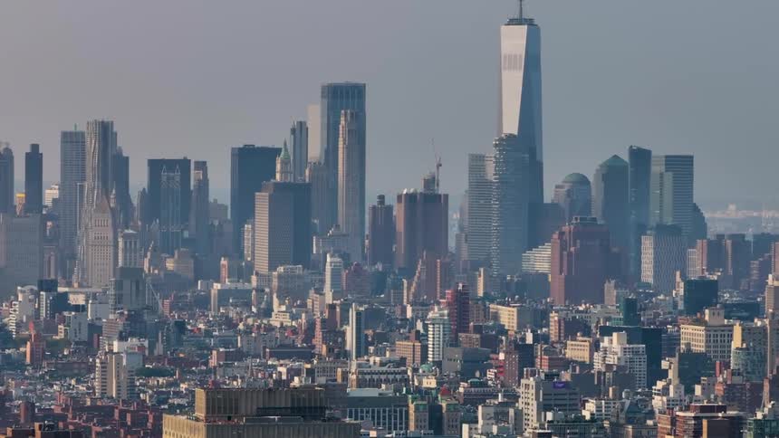 Panorama of a metropolis with skyscrapers during the day
