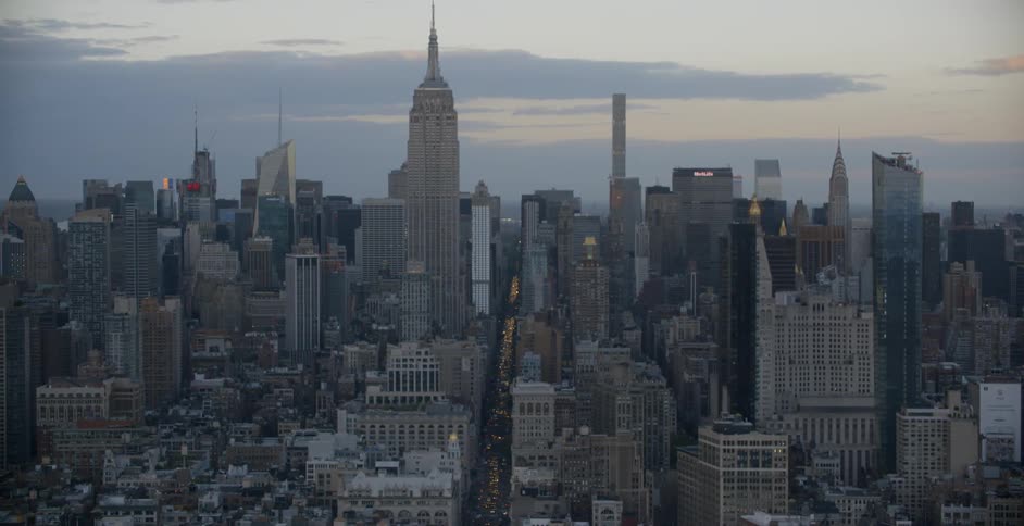 Aerial view of the empire state building and new york city