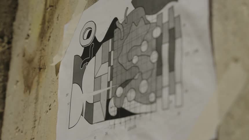 Printed paper stuck on the wall