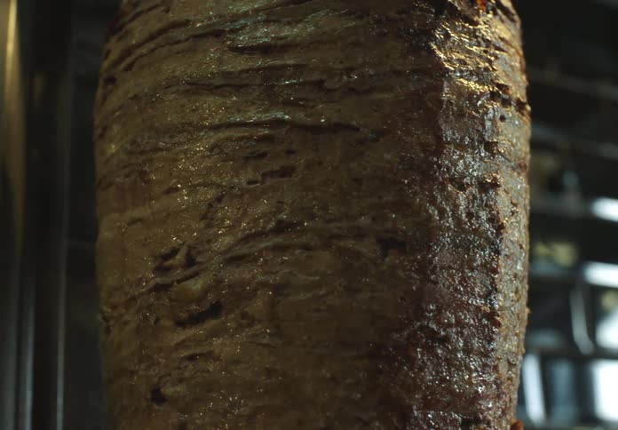 Kebab meat spinning as it cooks