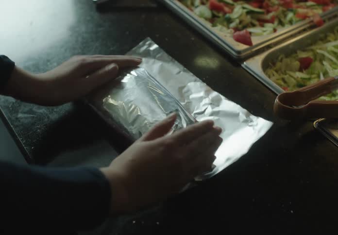 Womans hand packing a snack