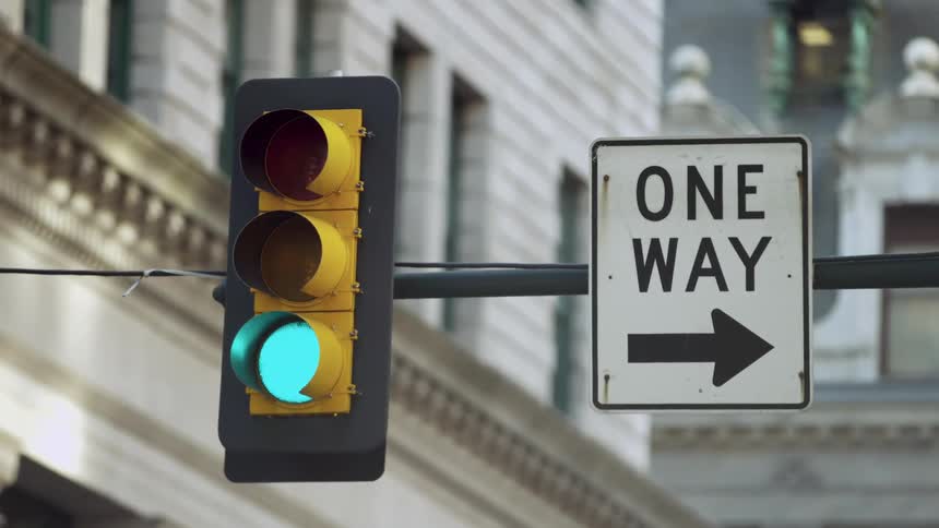 A red light turns green