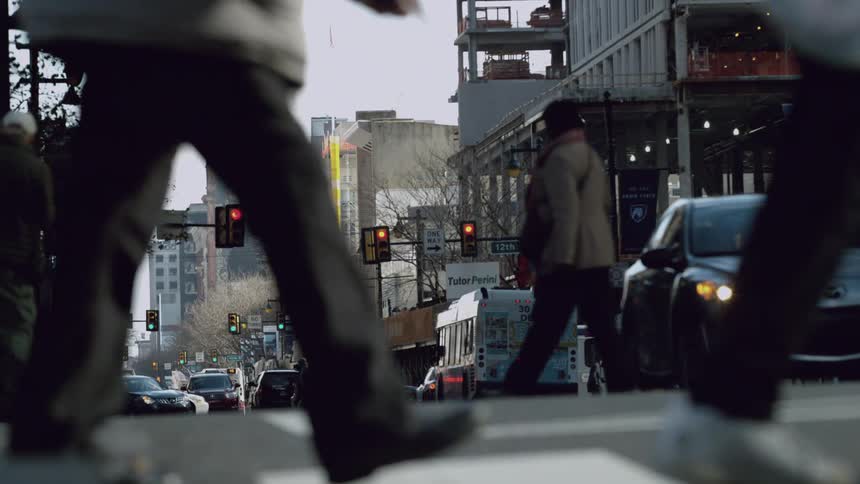 View of a city crosswalk at an intersection