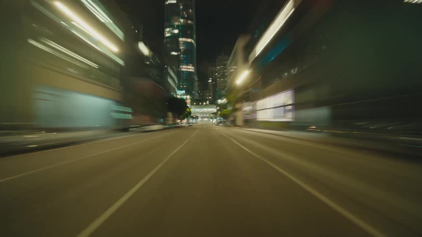 Streets of a metropolis seen at night