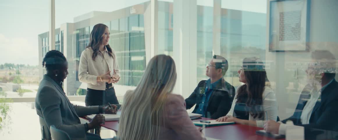 People are talking in the conference room