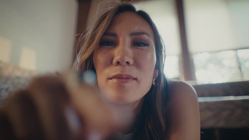 Point of view of a woman interacting