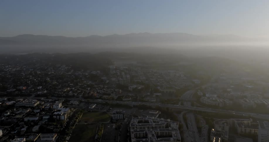 An aerial clip of a city