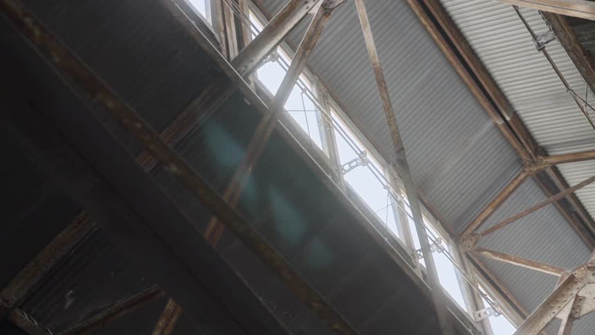 Interior view of a metal shed