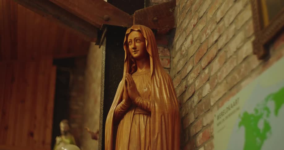 Close up of a religious statue of a saint