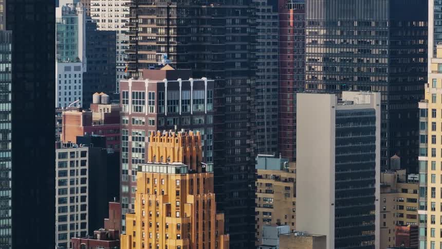Aerial panorama of a metropolis with modern skyscrapers