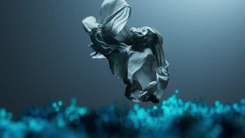 Cloth floats in the air slowly and delicately