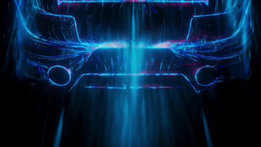 A visual effect of electric blue color on the surface of a vehicle